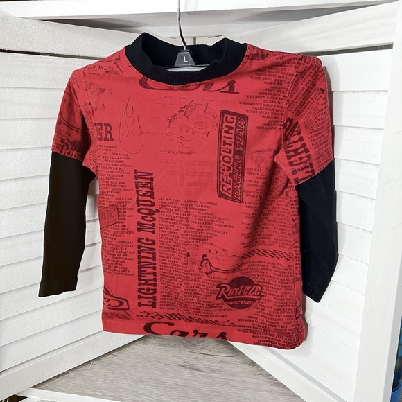 Uncommon Cars Lightning McQueen Rust-eze Boys LS Red & Black T-shirt Sz 3T *read - Picture 1 of 5